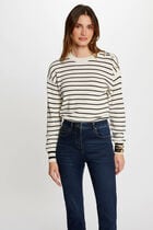 Long-sleeved striped jumper ivory women