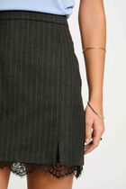 Striped mini skirt anthracite grey women