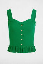 Fitted square-neck tank top meadow green women