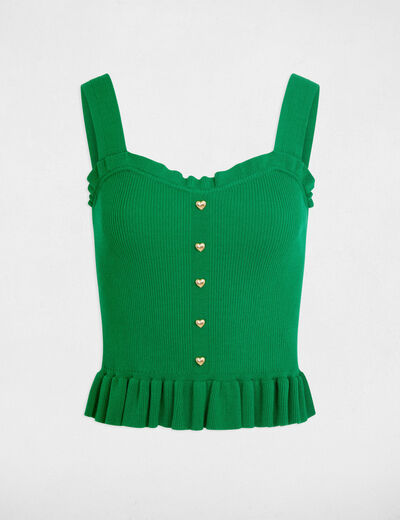 Fitted square-neck tank top meadow green women
