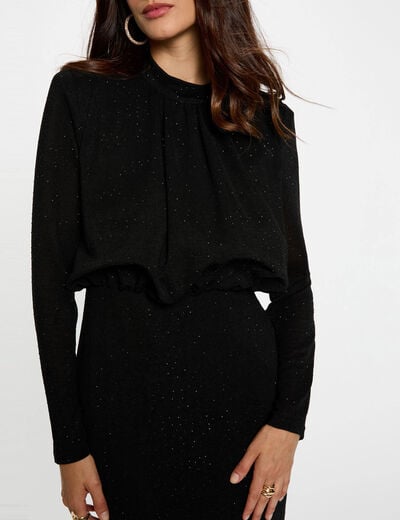 Shiny knit dress black women