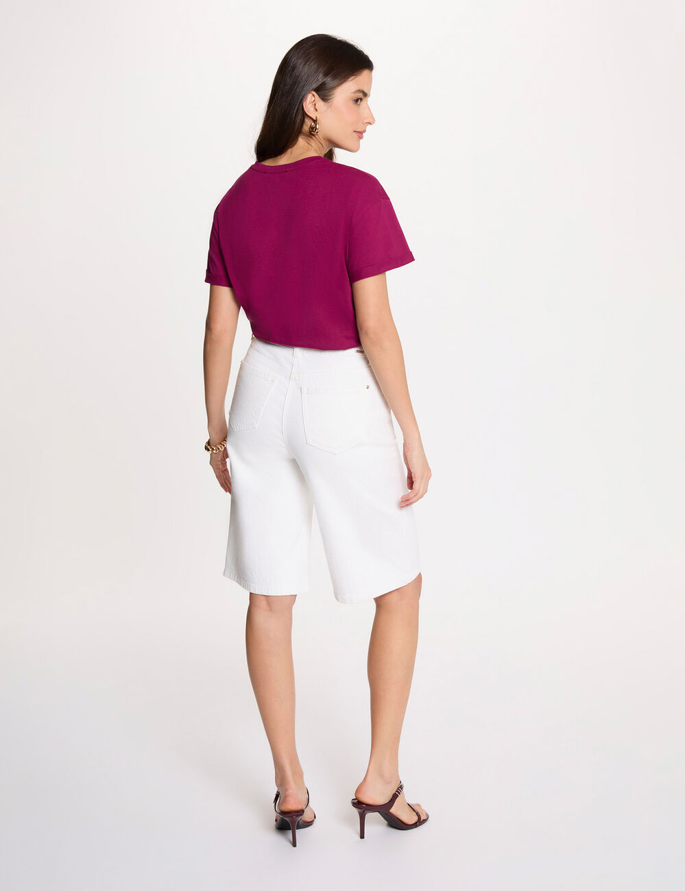 Round neck t-shirt plum women