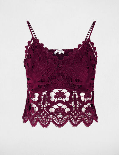Crop top thin straps plum women