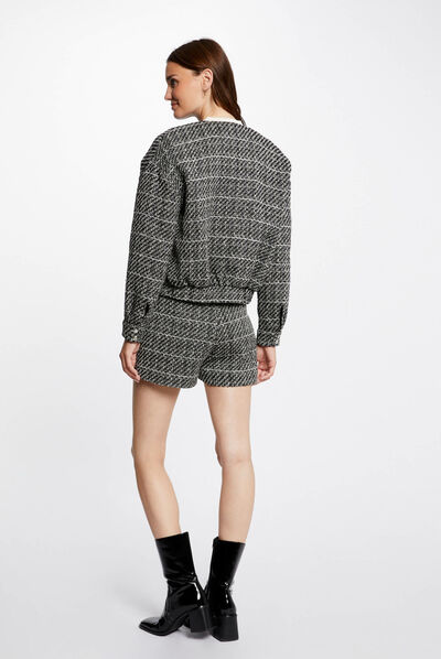 Oversize jacket metallised threads black ladies'