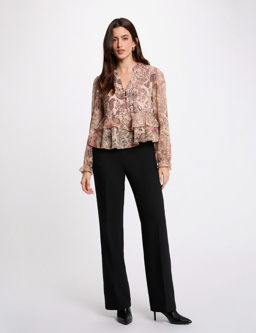 V-neck sheer t-shirt multicolor women