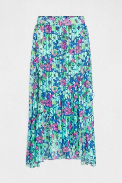 Maxi A-line skirt with floral print multico ladies'