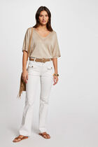 Jumper V-neck short sleeves sand women