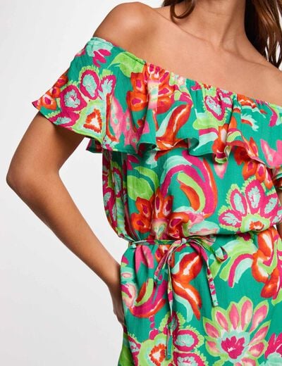 Printed flared midi dress multicolor women