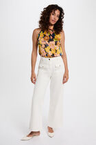 Fluid top with high neck multicolor women