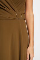 Midi dress with thin straps khaki green women