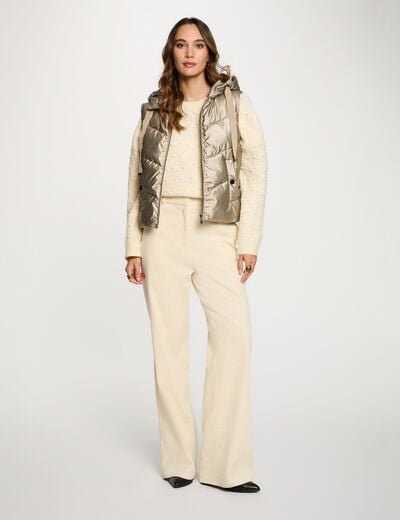 Shiny sleeveless puffer gold yellow women