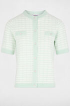 Printed short-sleeved cardigan light green women