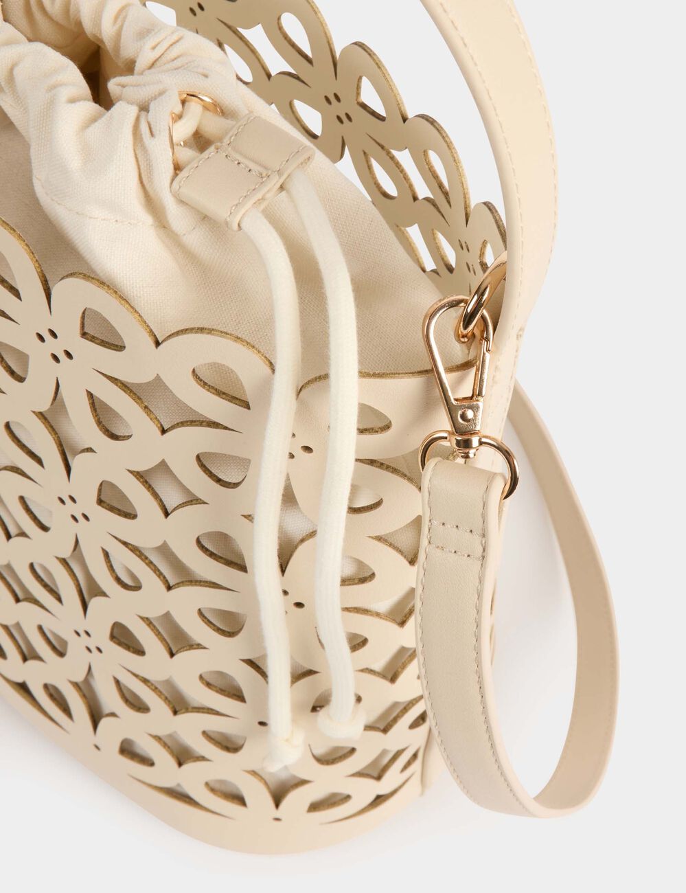Cut-out bucket bag white women