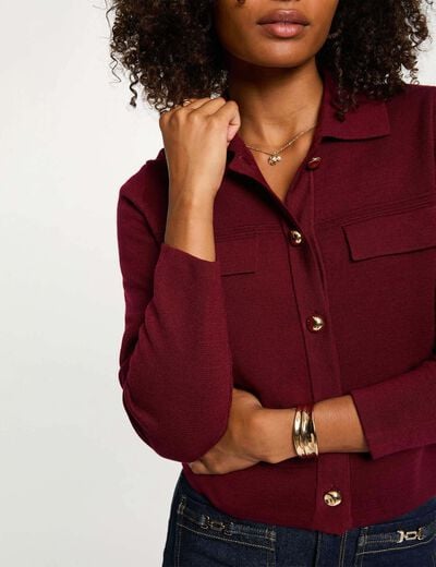 Long-sleeved cardigan burgundy women