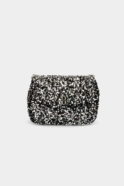 Clutch bag with sequins silver ladies'