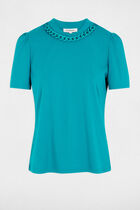 T-shirt manches courtes chaîne bleu turquoise femme