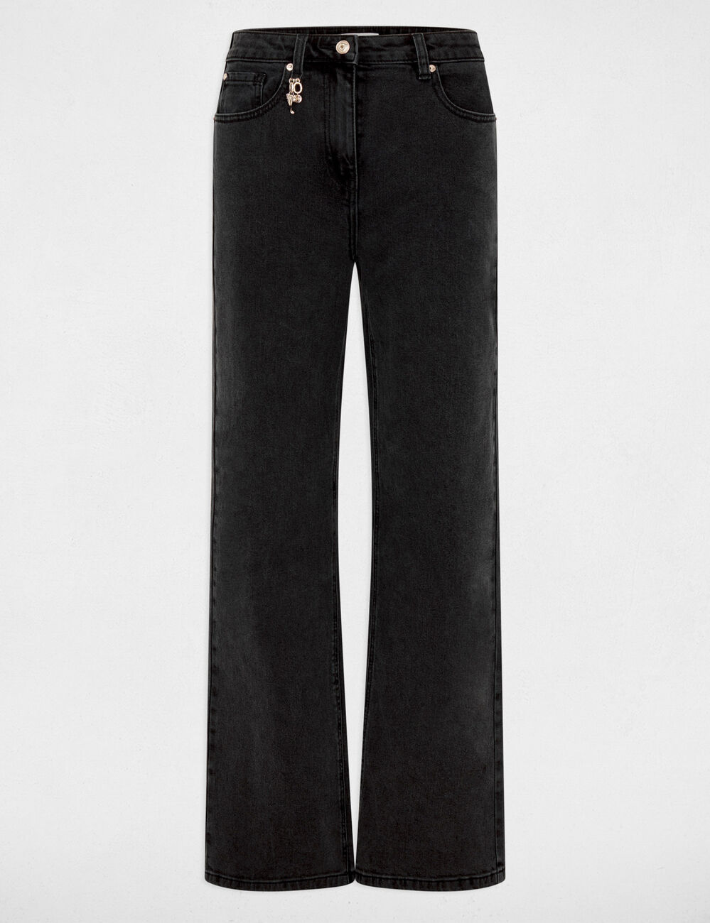 High-waisted wide-leg jeans black denim women