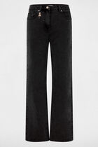 High-waisted wide-leg jeans black denim women