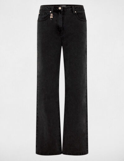 High-waisted wide-leg jeans black denim women