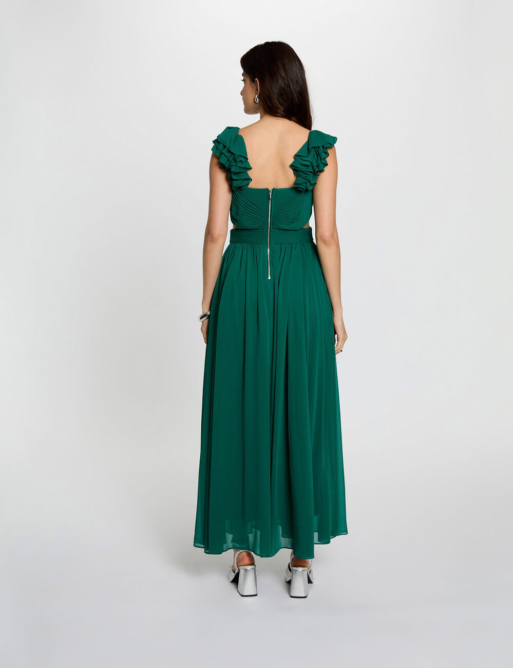 Maxi loose straight dress green women