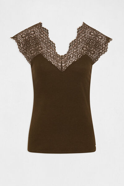 Vest top with wide straps and lace  ladies'