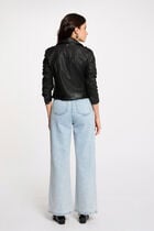 Straight jacket notched lapel collar black women