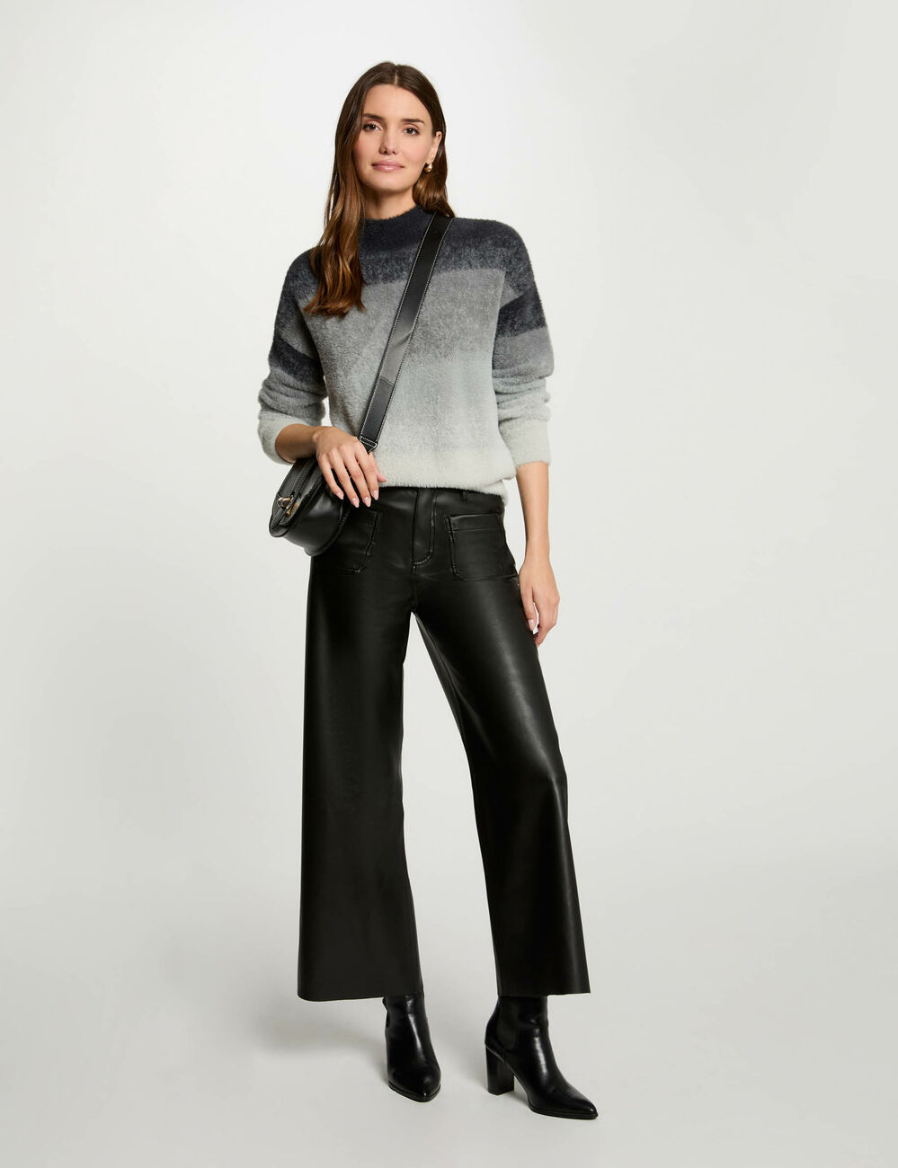 Jumper high collar mid-grey women