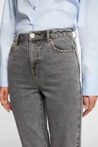 Cropped straight jeans anthracite grey women