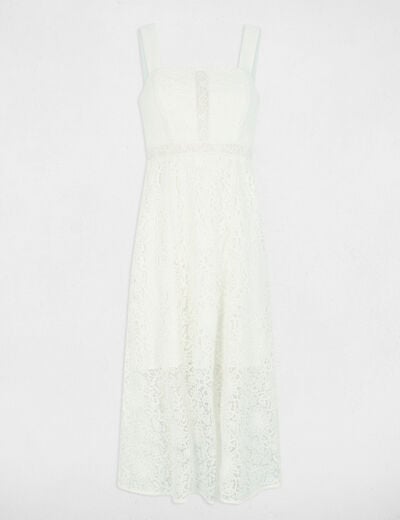 A-line midi lace dress white women
