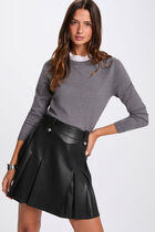 Pleated short skirt black women