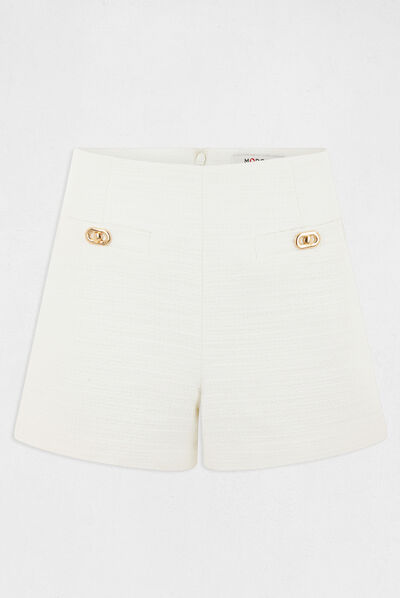 Fitted shorts with metal ornaments ecru ladies'