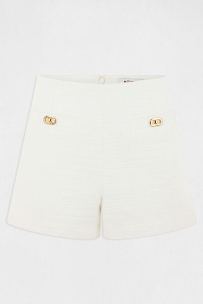 Fitted shorts with metal ornaments ecru ladies'