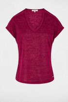 V-neck short-sleeve t-shirt plum women