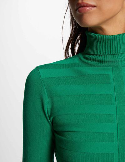 Fitted high neck sweater light green women
