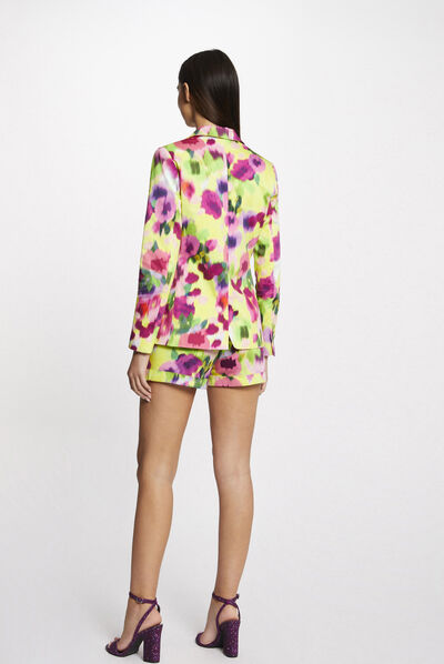 Waisted satin jacket abstract print multico ladies'