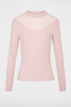 Long-sleeved jumper with high collar light pink women