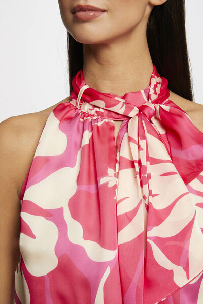 Sleeveless blouse floral print multico ladies'