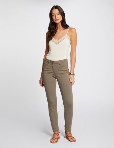 Slim standard-waisted trousers khaki green women