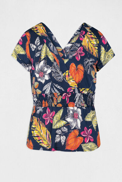 Short-sleeved t-shirt vegetal print multico ladies'