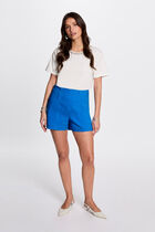 Short droit à pinces bleu electrique femme