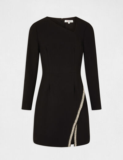 Fitted dress with asymmetrical neckline black women