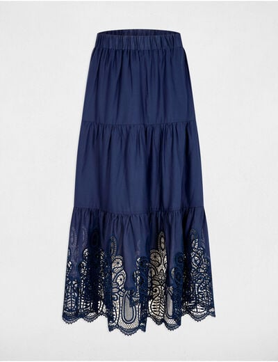 Maxi skirt lace detail petroleum blue women
