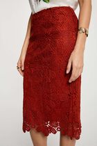 Midi lace skirt dark orange women