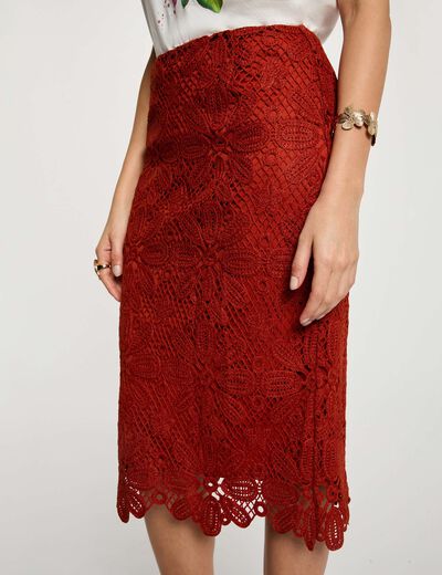 Midi lace skirt dark orange women