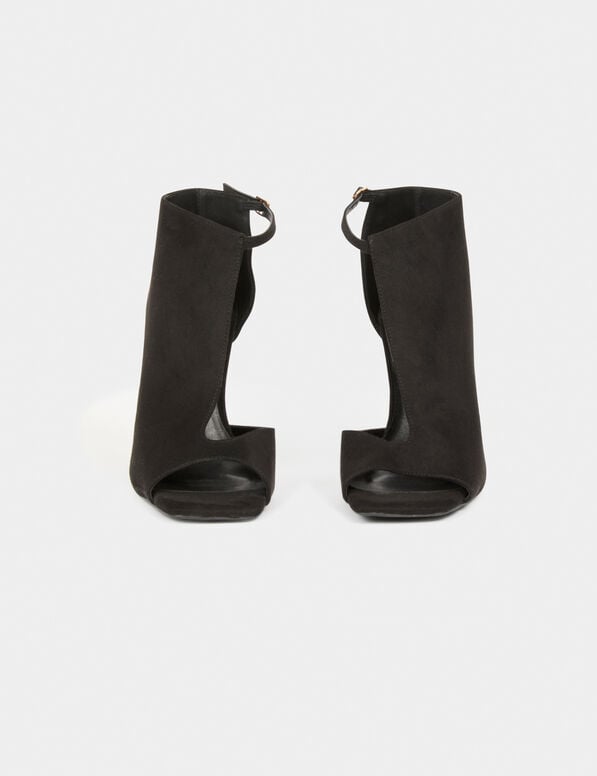 Sandales à talons demi-ouvertes noir femme