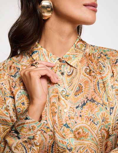 Satin top with lapel collar multicolor women