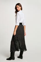 Jupe longue plissée à pois multicolore femme