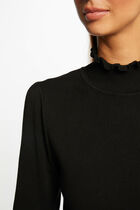 Robe pull ajustée avec col montant noir femme