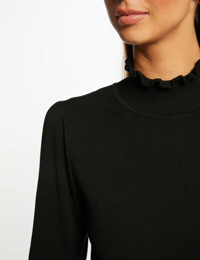 Fitted jumper dress with high collar black women