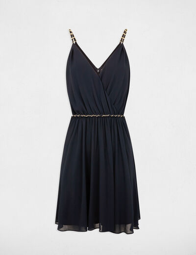 Loose mini dress with chains navy ladies'